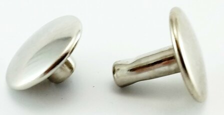 Dubbele  holniet  5 mm lang , 2 X Bolle kop &Oslash; 5 mm, zilver vanaf 100 sets