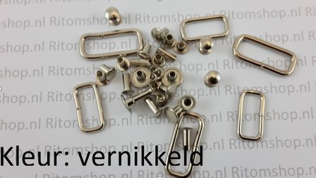Klittenband ringen /draadring rechthoek voor 16 mm riem  1000 stuks