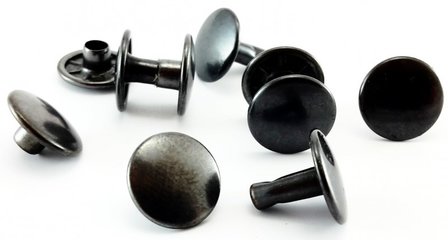Dubbele  holnieten 2 bolle koppen &Oslash; 7 mm , antraciet / zwart 100 sets 