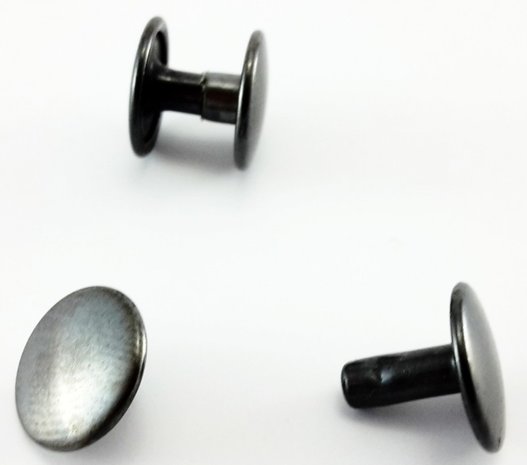 Dubbele holniet 8 mm lang, 2 X Bolle kop Ø 11 mm, antraciet / zwart 100 sets