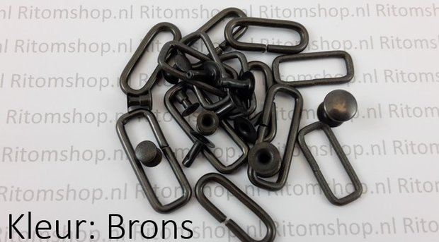 Draadring rechthoek voor 18 mm riem  100 stuks Brons